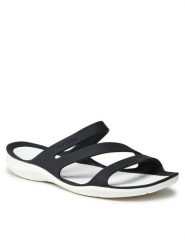 Crocs Klapki Swiftwater Sandal W 203998 Czarny. Czarne klapki damskie Crocs, bez wzorów, z tworzywa sztucznego, bez obcasa. Za 129.99 zł.