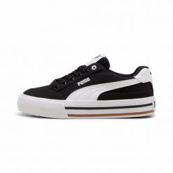 Trenerzy Puma Court Classic Vulc Formstrip. Czarne obuwie sportowe damskie Puma, bez wzorów, z materiału. W wyprzedaży za 290.00 zł.