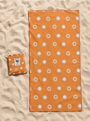 Ręcznik plażowy i torba z motywem słońca - pomarańczowy. Brązowe torby i plecaki dziecięce Sinsay. Za 29.99 zł.