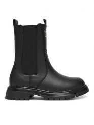 Tommy Hilfiger Botki T3A5-34016-1355999 S Czarny. Czarne botki dziewczęce Tommy Hilfiger, ze skóry, bez zapięcia. Za 409.99 zł.