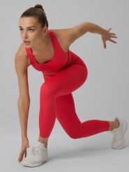 4F Legginsy treningowe szybkoschnące damskie - czerwone XL. Czerwone legginsy damskie 4f, xl, bez wzorów, do biegania. Za 119.99 zł.