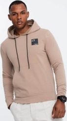 Ombre Męska bluza z kapturem kangurka z logotypem brązowa V3 OM-SSNZ-0162 S. Brązowe bluzy męskie Ombre, m, bez wzorów, z kapturem. Za 179.99 zł.