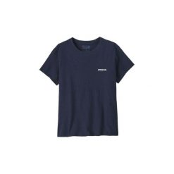 Koszulka trekkingowa damska P-6 Logo Responsibili-Tee Women. Niebieskie koszulki sportowe damskie Patagonia, s, bez wzorów, bez kołnierzyka, bez ramiączek. Za 199.99 zł.