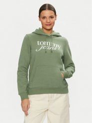 Tommy Jeans Bluza DW0DW20170 Zielony Regular Fit. Zielone bluzy damskie Tommy Jeans, s, bez wzorów, z bawełny, bez kaptura. Za 219.99 zł.