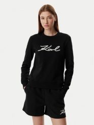 KARL LAGERFELD Bluza B2W20010 Czarny Regular Fit. Czarne bluzy damskie KARL LAGERFELD, xl, bez wzorów, z bawełny, bez kaptura. Za 829.99 zł.