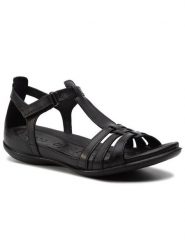 ECCO Sandały Flash 24087353859 Czarny. Czarne klapki damskie ecco, bez wzorów, ze skóry, bez obcasa, na płaskiej podeszwie, bez zapięcia. Za 349.99 zł.