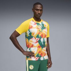 Męska koszulka na rozgrzewkę Senegalu PUMA. Zielone koszulki sportowe męskie Puma, m, bez wzorów, bez kołnierzyka, bez ramiączek, do biegania. Za 279.00 zł.
