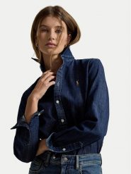Polo Ralph Lauren Koszula 211B17137001 Granatowy Regular Fit. Niebieskie bluzki damskie Polo Ralph Lauren, bez wzorów, z bawełny, bez kołnierzyka, bez ramiączek. Za 859.99 zł.