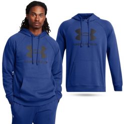 Bluza fitness męska Under Armour Rival Fleece Logo HD. Niebieskie bluzy męskie Under Armour, m, bez wzorów, bez kaptura, na fitness i siłownię. Za 179.99 zł.