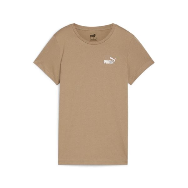 Koszulka damska Puma Ess+ Embroidery. Brązowe t-shirty damskie Puma, xs, bez wzorów, z bawełny, bez kołnierzyka. Za 79.43 zł.