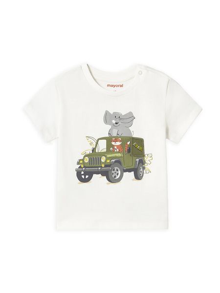 Mayoral T-Shirt 1053 Biały Regular Fit. Białe t-shirty dla chłopców Mayoral, bez wzorów, z bawełny, bez ramiączek. Za 49.99 zł.