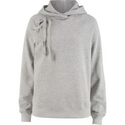 Bluza z kapturem i sznurowaniem bonprix jasnoszary melanż. Szare bluzy damskie bonprix, melanż. Za 69.99 zł.
