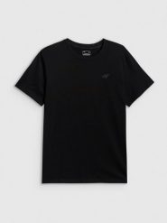 4F T-shirt regular gładki męski - czarny M. Czarne t-shirty męskie 4f, m, bez wzorów, z jeansu, biznesowe, bez kołnierzyka. Za 49.99 zł.