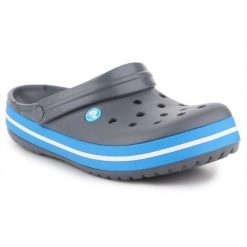 Klapki Crocs Crocband W 11016-07W szare. Szare klapki damskie bez wzorów, z materiału, sportowe, bez obcasa. Za 374.47 zł.