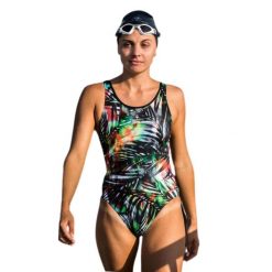 Strój Kąpielowy Aqua Sphere Miami – Czarny/Wielokolorowy – Rozmiar 32. Czarne kostiumy jednoczęściowe damskie Aqua Sphere, xs, bez wzorów, sportowe, na fitness i siłownię. Za 546.49 zł.