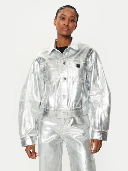 Armani Exchange Kurtka jeansowa XW000098 AF10836 M8047 Srebrny Regular Fit. Szare kurtki damskie Armani Exchange, m, bez wzorów, z bawełny, bez kaptura. Za 719.99 zł.