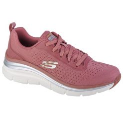 Buty sportowe Sneakersy damskie, Skechers Fashion Fit - Make Moves. Czerwone obuwie sportowe damskie Skechers, bez wzorów, z materiału, trekkingowe. Za 249.99 zł.
