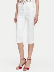 Guess Spodnie capri W6YB40 W5139 Biały Slim Fit. Białe spodnie materiałowe damskie Guess, z aplikacjami, z lyocellu. Za 394.99 zł.