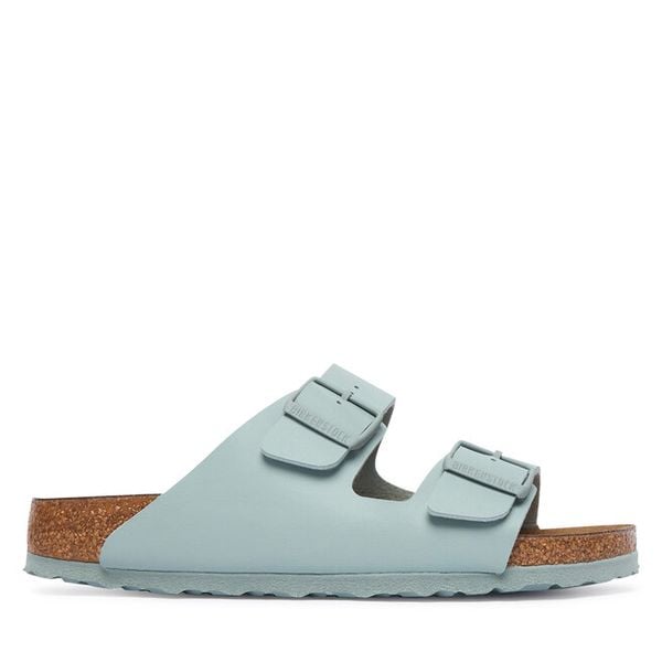 Klapki Birkenstock. Zielone klapki damskie Birkenstock, bez wzorów, bez obcasa. Za 399.99 zł.