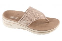 Japonki damskie, Go Walk Arch Fit 2.0 Sandal - Carrie. Brązowe klapki damskie Skechers, bez wzorów, z materiału, sportowe, bez obcasa. Za 229.99 zł.