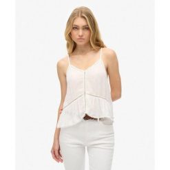 Top cami z wykończeniem w koronkę. Białe bielizna termoaktywna damska Superdry., bez wzorów, z koronki, bez ramiączek. W wyprzedaży za 160.40 zł.