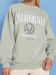 Bluza z nadrukiem - zielony. Zielone bluzy damskie Sinsay, l, bez wzorów, bez kaptura. Za 59.99 zł.