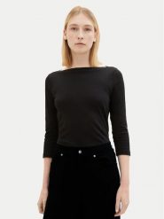 Tom Tailor Bluzka 1038028 Czarny Regular Fit. Czarne bluzki damskie Tom Tailor, m, bez wzorów, z bawełny, bez kołnierzyka, bez ramiączek. Za 119.99 zł.