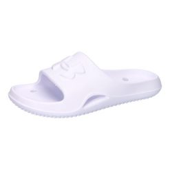 Klapki damskie Under Armour Locker V Slide white/white/white. Białe klapki damskie Under Armour, bez wzorów, z materiału, sportowe, bez obcasa. Za 123.30 zł.