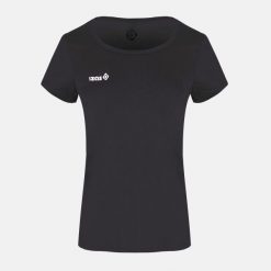 Podkoszulek z krótkim rękawem do biegania Izas Vila. Czarne koszulki sportowe damskie IZAS, bez wzorów, z poliesteru, bez kołnierzyka, bez ramiączek, do biegania. W wyprzedaży za 113.00 zł.