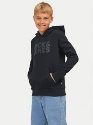 Jack & Jones Junior Bluza Corp Logo 12152841 Czarny Regular Fit. Czarne bluzy dla chłopców Jack & Jones Junior, bez wzorów, z syntetyku, bez ramiączek, bez kaptura. Za 69.99 zł.