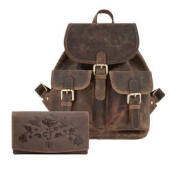 ZESTAW PREZENTOWY PLECACZEK DAMSKI I PORTFEL DAMSKI PAOLO PERUZZI ZUP-26-BR. Portfele damskie Paolo Peruzzi, bez wzorów, ze skóry. Za 349.00 zł.