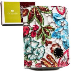 Wielokolorowy portfelik damski ze skóry naturalnej zamykany zatrzaskiem i suwakiem PTN PH33-LFL Peterson. Portfele damskie Peterson, bez wzorów, ze skóry. Za 66.99 zł.