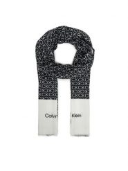 Calvin Klein Szal Aop Minimal Logo LV04F8053G Czarny. Czarne czapki i kapelusze damskie Calvin Klein, bez wzorów, z materiału. Za 179.99 zł.