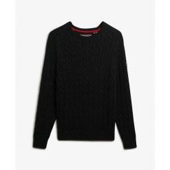 Sweter z luźnym splotem dla kobiet Superdry. Czarne swetry damskie Superdry., na zimę, bez wzorów, ze splotem, bez kołnierzyka, bez ramiączek, bez kaptura. Za 284.00 zł.