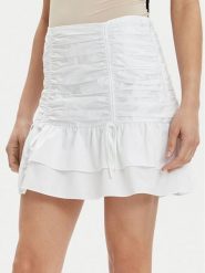 Guess Spódnica mini Zoe W4GD86 WAF10 Biały Flare Fit. Białe spódnice damskie Guess, xl, z aplikacjami, z bawełny, mini. Za 229.99 zł.