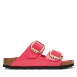 Klapki Birkenstock. Czerwone klapki damskie Birkenstock, bez wzorów, bez obcasa. Za 719.99 zł.