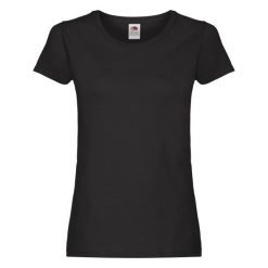 Oryginalna Bawełniana Koszulka Dla Kobiet. Czarne koszulki sportowe damskie Fruit of the Loom, xl, bez wzorów, z bawełny, sportowe, bez kołnierzyka. Za 37.99 zł.