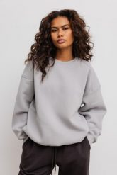 Bluza damska o kroju regular fit w kolorze GREY - OZZY. Szare bluzy damskie Marsala, uniwersalny, bez wzorów, z bawełny, bez kaptura. Za 329.90 zł.