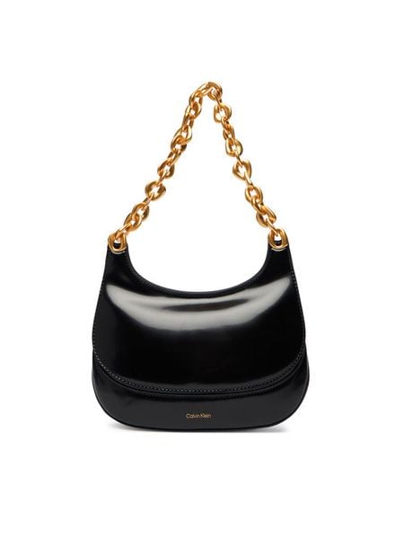 Calvin Klein Torebka Chain Shoulder Bag LV04F3403G Czarny. Czarne torebki do ręki damskie Calvin Klein, bez wzorów, ze skóry, bez dodatków. Za 569.99 zł.