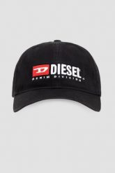 DIESEL Czarna czapka z daszkiem CORRY-DIV-WASH. Czarne czapki i kapelusze męskie Diesel, bez wzorów. W wyprzedaży za 269.99 zł.