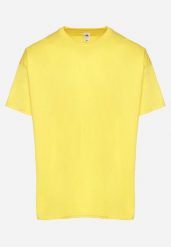 Żółta Koszulka T-shirt z Bawełny Fodarella. Żółte t-shirty męskie Born2be, m, z aplikacjami, z bawełny, eleganckie, bez kołnierzyka. Za 44.99 zł.