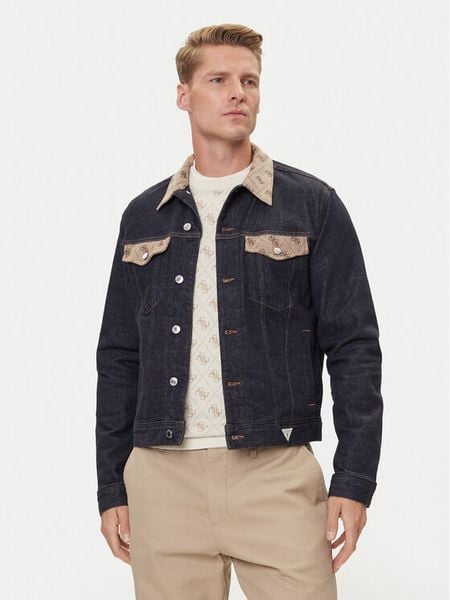 Guess Kurtka przejściowa 177333 Niebieski Classic Fit. Niebieskie kurtki męskie Guess, m, z aplikacjami, z bawełny, bez kaptura. Za 379.99 zł.