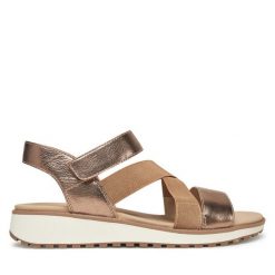 Sandały Caprice. Brązowe sandały damskie Caprice, bez wzorów, bez obcasa, na koturnie, bez zapięcia. Za 249.99 zł.