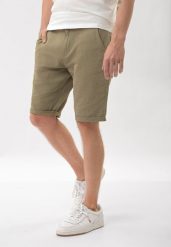Lniane szorty, Regular Fit, P-GOUDS. Brązowe szorty męskie Volcano, m, bez wzorów, z bawełny, klasyczne. Za 159.99 zł.