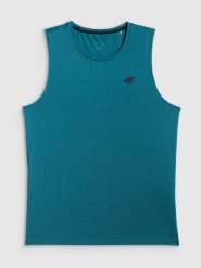 4F Koszulka treningowa regular szybkoschnąca męska - zielona M. Zielone koszulki sportowe męskie 4f, m, bez wzorów, z materiału, bez kołnierzyka, bez ramiączek, na fitness i siłownię. Za 69.99 zł.