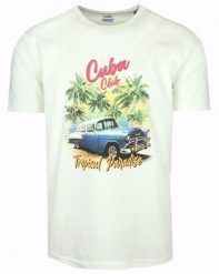 Męski T-Shirt marki Pioneer - Ecru, Nadruk ze Starym Samochodem. T-shirty męskie Pioneer, m, bez wzorów, z bawełny, retro, bez kołnierzyka. Za 110.00 zł.