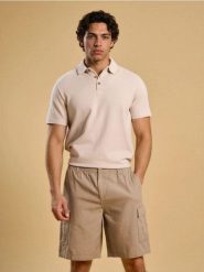 Bawełniane szorty cargo - beżowy. Brązowe szorty męskie Sinsay, m, bez wzorów, z bawełny. Za 59.99 zł.