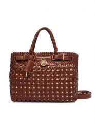 Tommy Hilfiger Torebka American Icon Mini Tote Braided AW0AW18734 Brązowy. Brązowe torebki do ręki damskie Tommy Hilfiger, bez wzorów, ze skóry, bez dodatków. Za 1,299.00 zł.