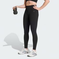 Legginsy Workout Essentials Knit Scrunch 7/8. Czarne legginsy damskie Adidas, bez wzorów, z podwyższonym stanem, na fitness i siłownię. Za 239.00 zł.