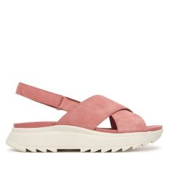 Sandały Clarks. Czerwone sandały damskie Clarks, bez wzorów, bez obcasa, na płaskiej podeszwie, bez zapięcia. Za 389.99 zł.